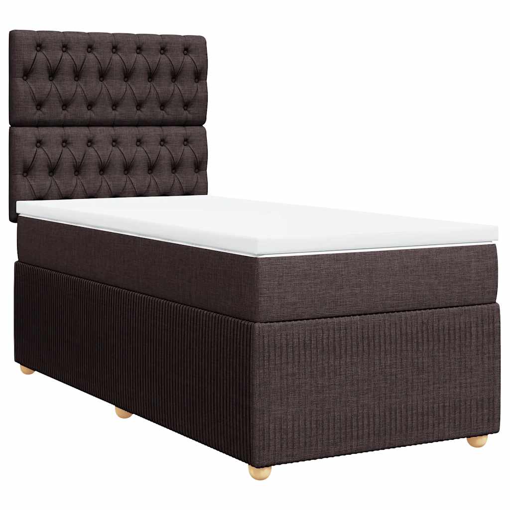 Box Spring Postel S Matrací Tmavě Hnědá 100 X 200 Cm Textil