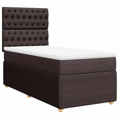 Box Spring Postel S Matrací Tmavě Hnědá 100 X 200 Cm Textil