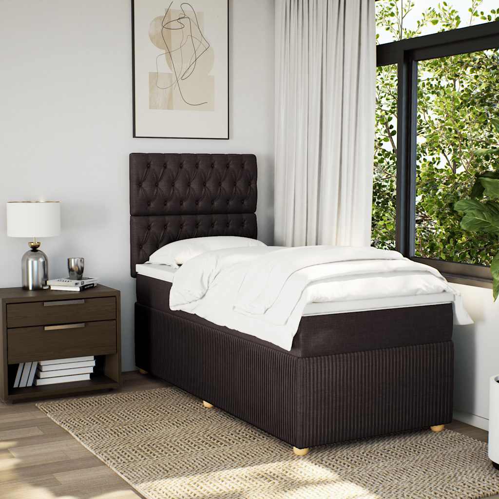 Box Spring Postel S Matrací Tmavě Hnědá 100 X 200 Cm Textil