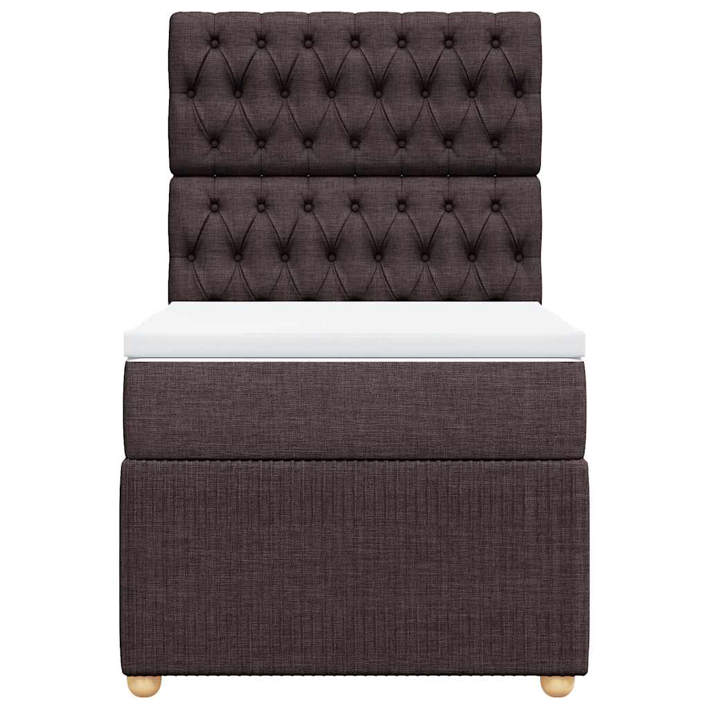 Box Spring Postel S Matrací Tmavě Hnědá 100 X 200 Cm Textil