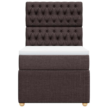 Box Spring Postel S Matrací Tmavě Hnědá 100 X 200 Cm Textil