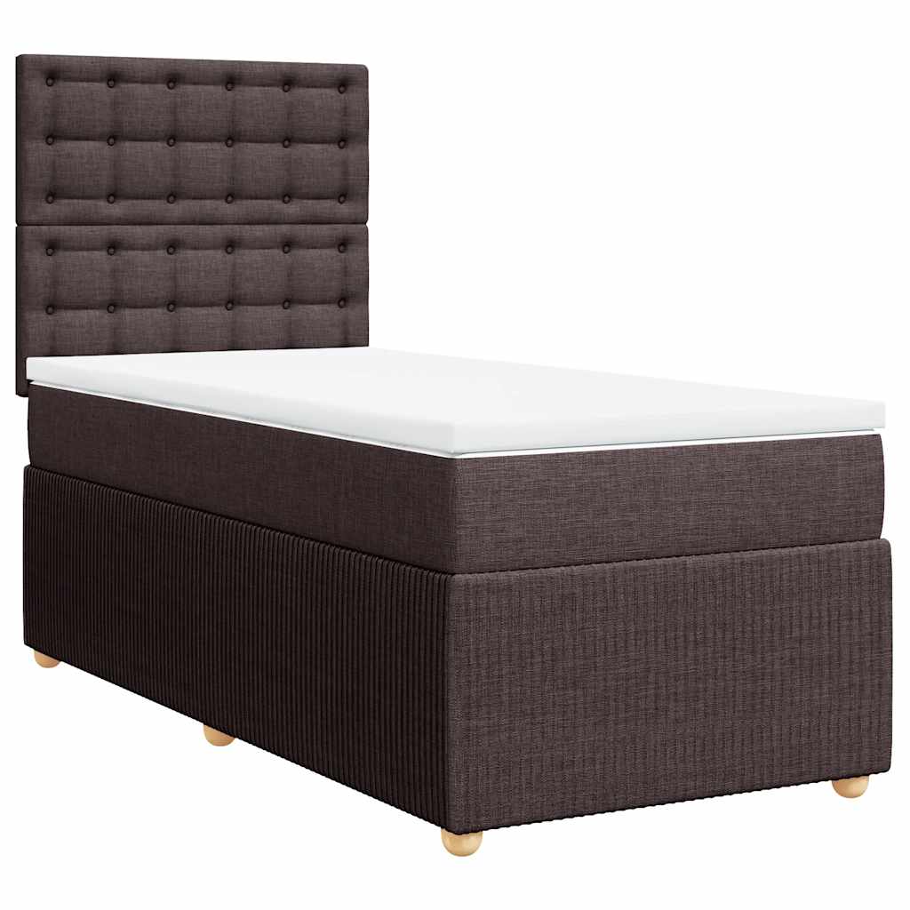 Box Spring Postel S Matrací Tmavě Hnědá 100 X 200 Cm Textil