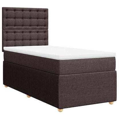 Box Spring Postel S Matrací Tmavě Hnědá 100 X 200 Cm Textil