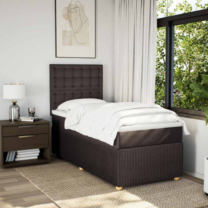 Box Spring Postel S Matrací Tmavě Hnědá 100 X 200 Cm Textil