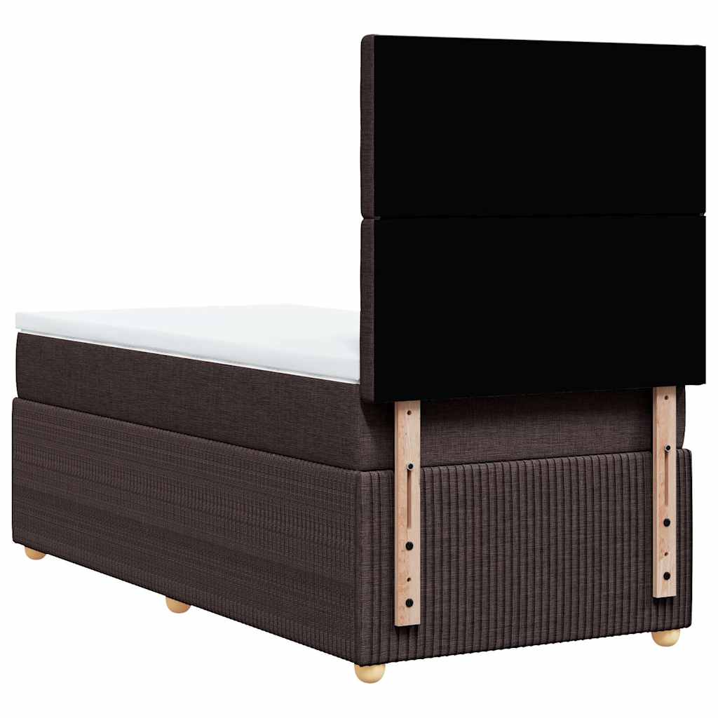 Box Spring Postel S Matrací Tmavě Hnědá 100 X 200 Cm Textil