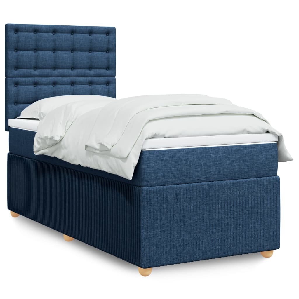 Box Spring Postel S Matrací Textil Modrá