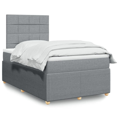 Box Spring Postel S Matrací Textil Světle Šedá