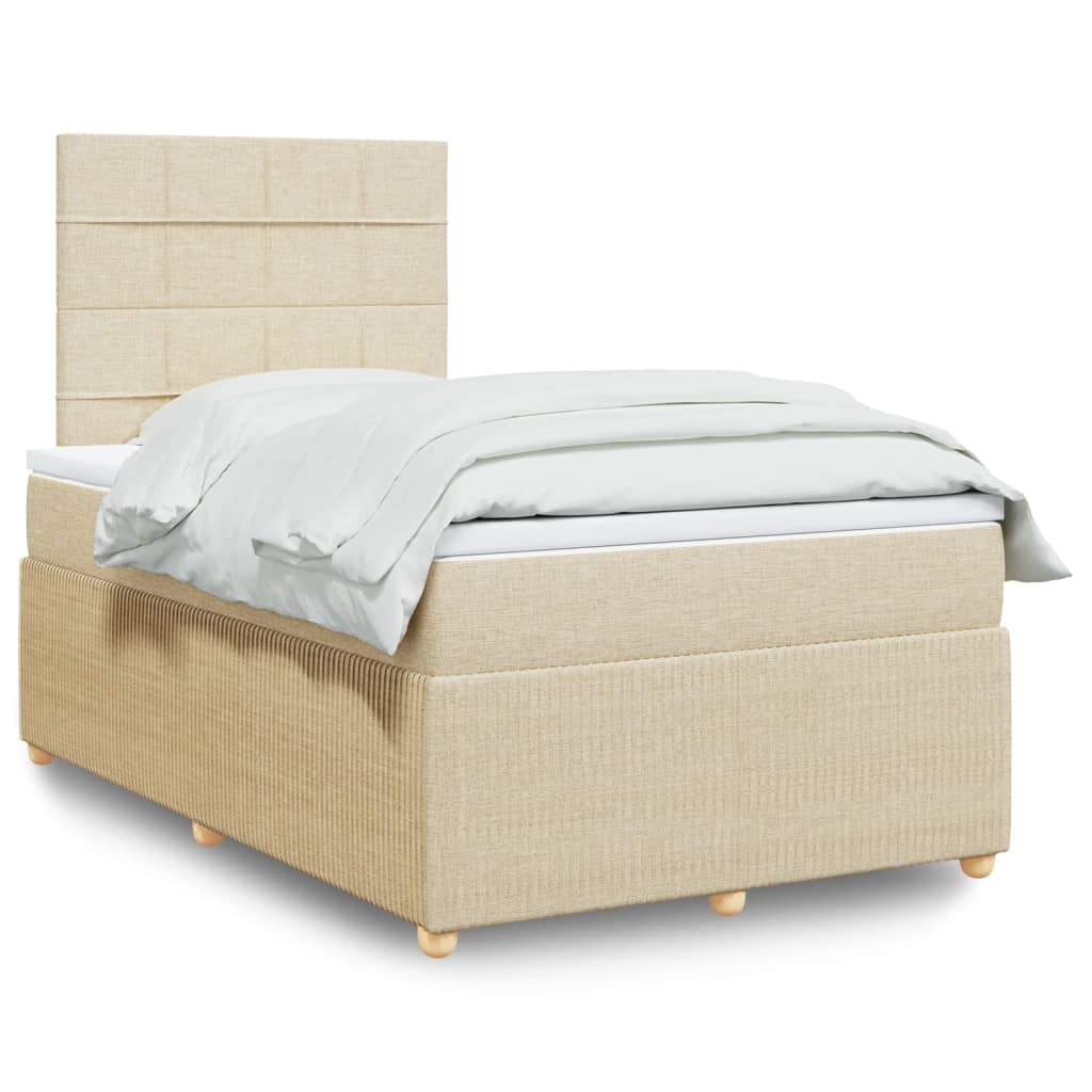 Box Spring Postel S Matrací Textil Krémová