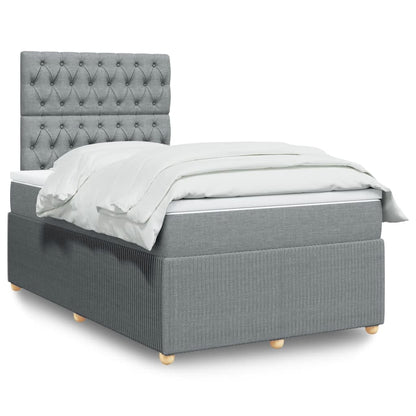 Box Spring Postel S Matrací Textil Světle Šedá