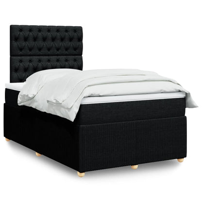 Box Spring Postel S Matrací Černá Textil Černá