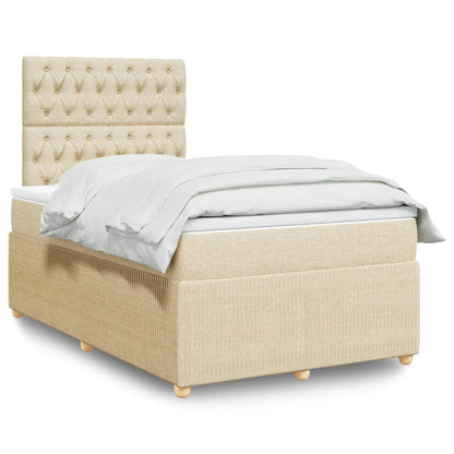 Box Spring Postel S Matrací Textil Krémová