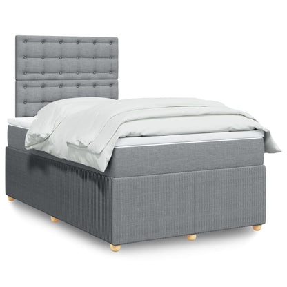Box Spring Postel S Matrací Textil Světle Šedá