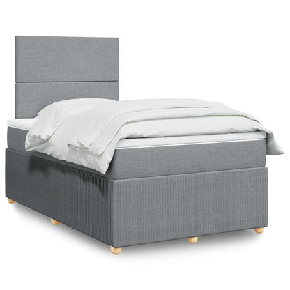 Box Spring Postel S Matrací Textil Světle Šedá
