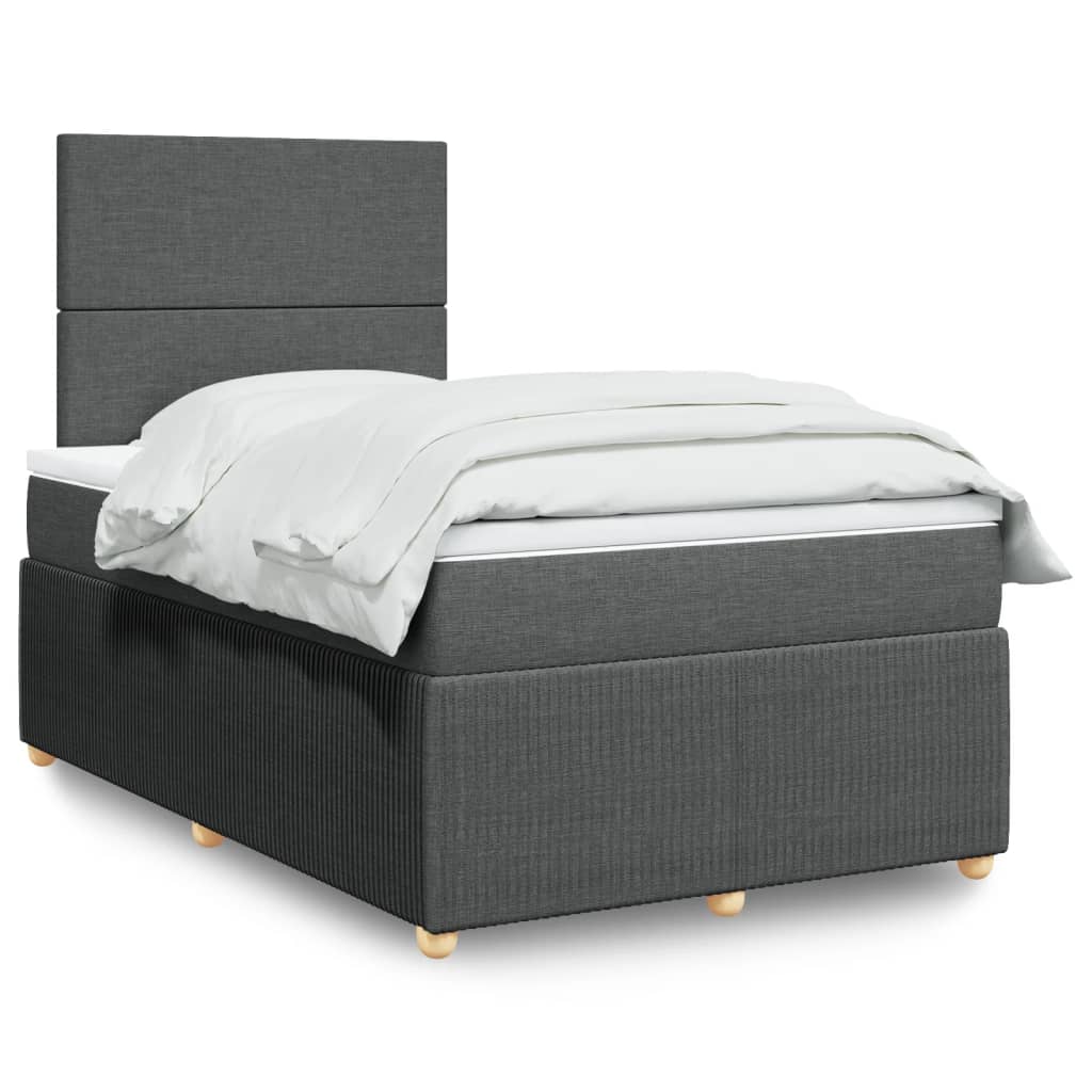 Box Spring Postel S Matrací Textil Tmavě Šedá