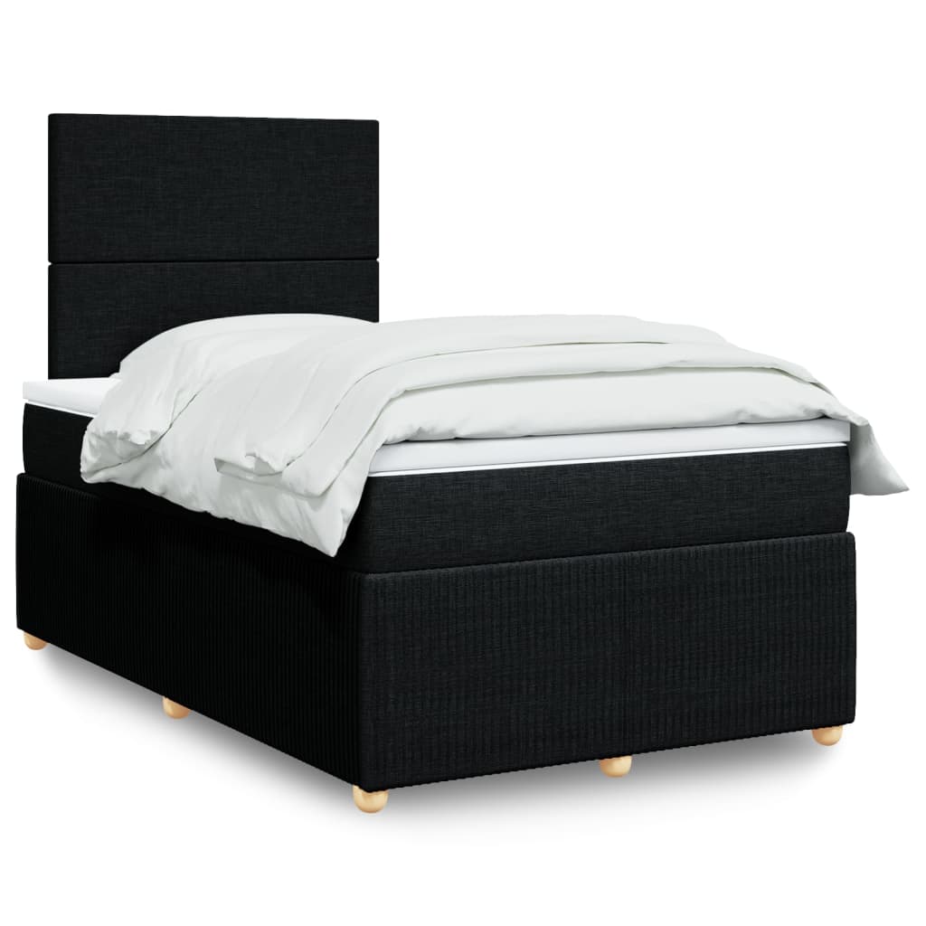 Box Spring Postel S Matrací Černá Textil Černá