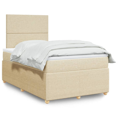 Box Spring Postel S Matrací Textil Krémová