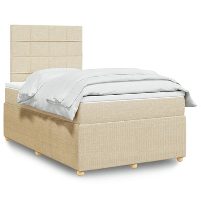 Box Spring Postel S Matrací Textil Krémová