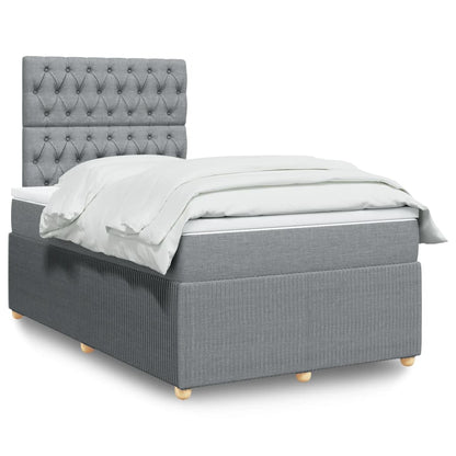 Box Spring Postel S Matrací Textil Světle Šedá
