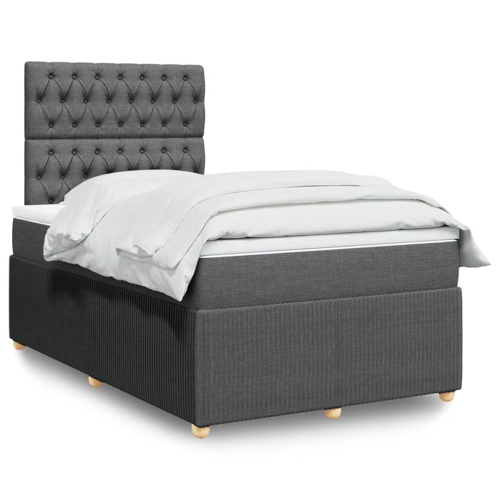 Box Spring Postel S Matrací Textil Tmavě Šedá