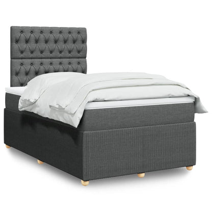 Box Spring Postel S Matrací Textil Tmavě Šedá