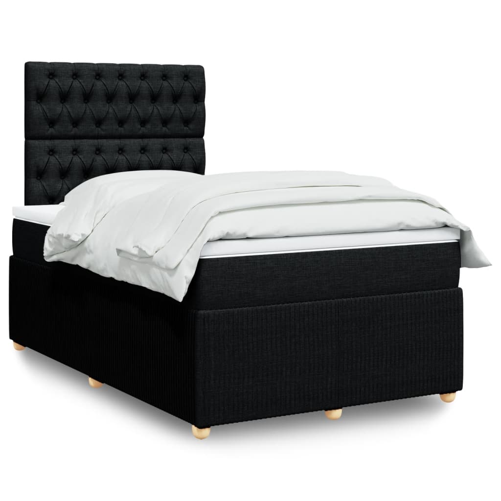 Box Spring Postel S Matrací Černá Textil Černá