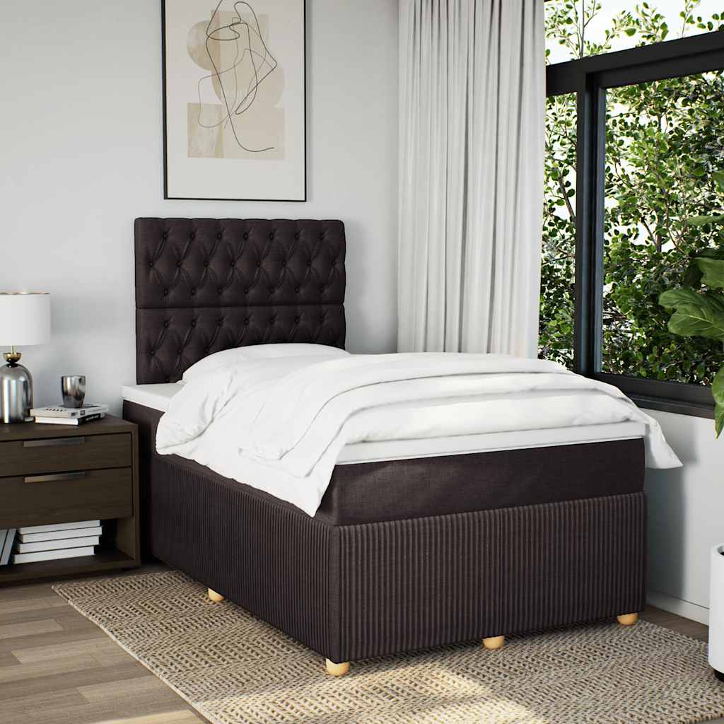 Box Spring Postel S Matrací Tmavě Hnědá 120X200 Cm Textil
