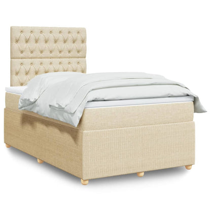 Box Spring Postel S Matrací Textil Krémová
