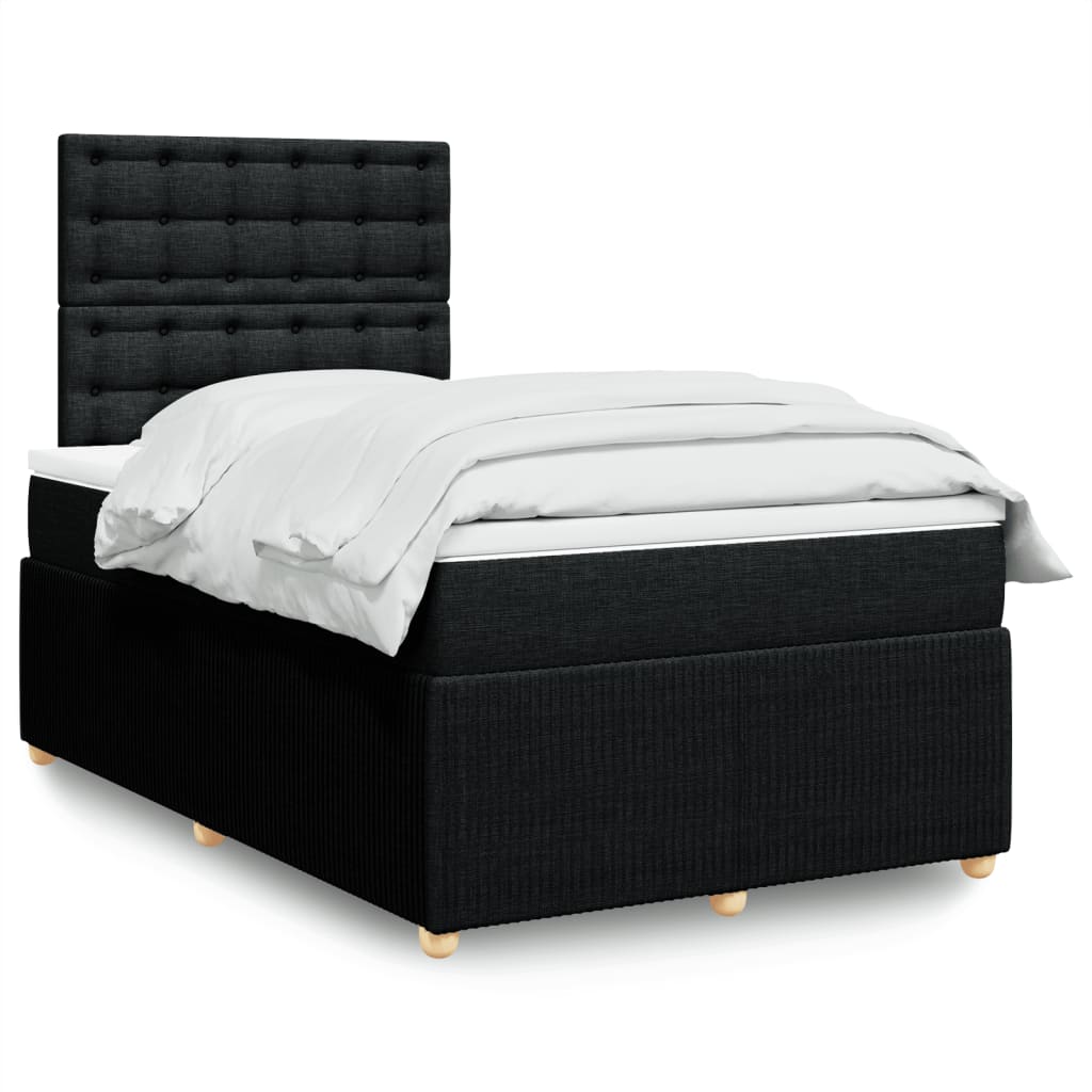 Box Spring Postel S Matrací Černá Textil Černá