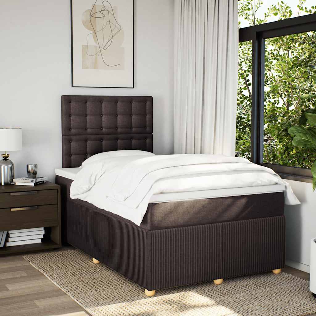 Box Spring Postel S Matrací Tmavě Hnědá 120X200 Cm Textil