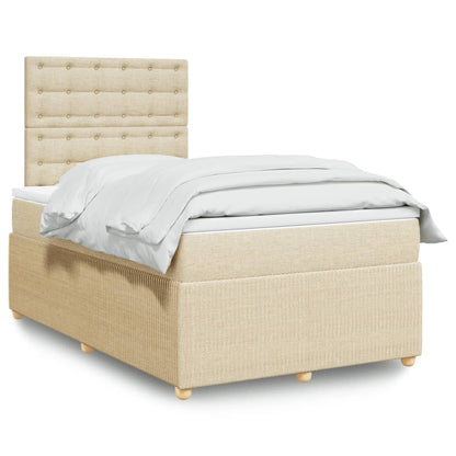 Box Spring Postel S Matrací Textil Krémová