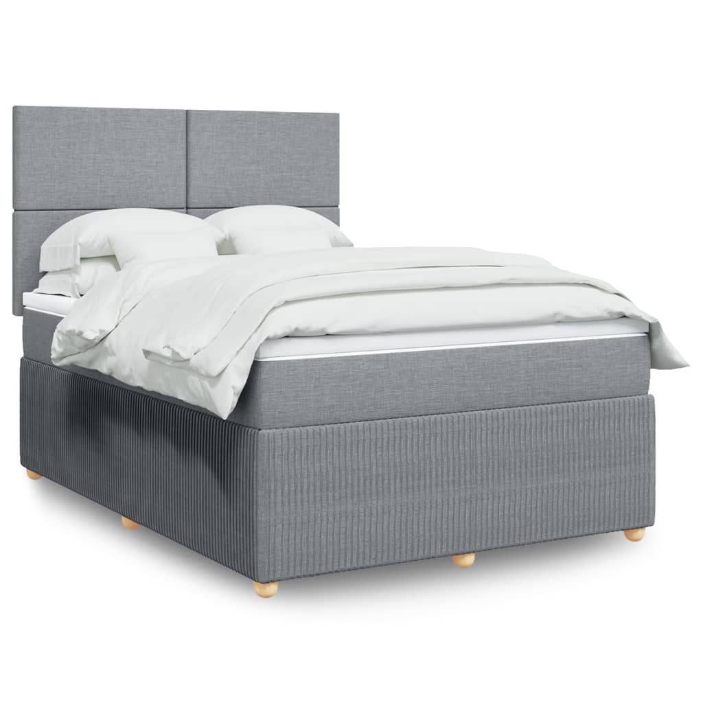 Box Spring Postel S Matrací Textil Světle Šedá