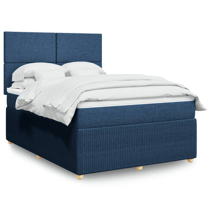 Box Spring Postel S Matrací Textil Modrá