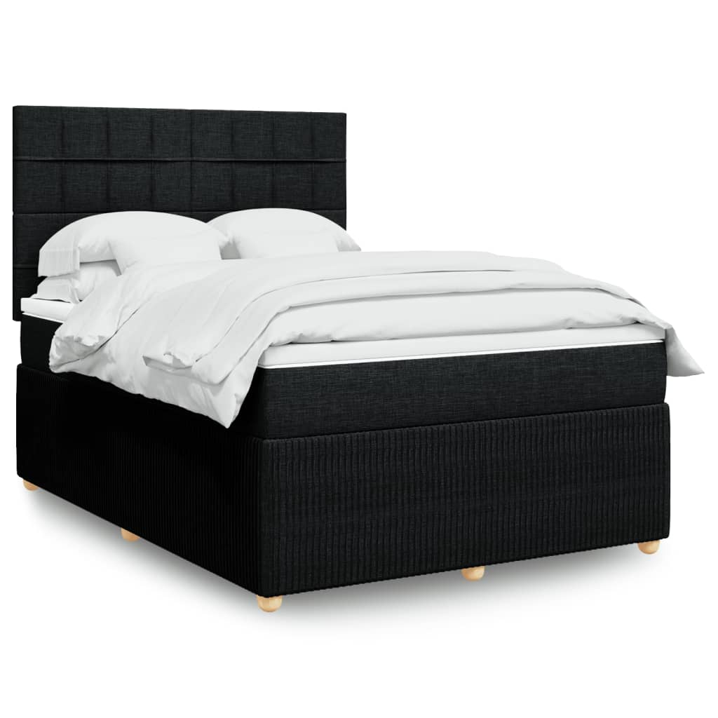 Box Spring Postel S Matrací Černá Textil Černá