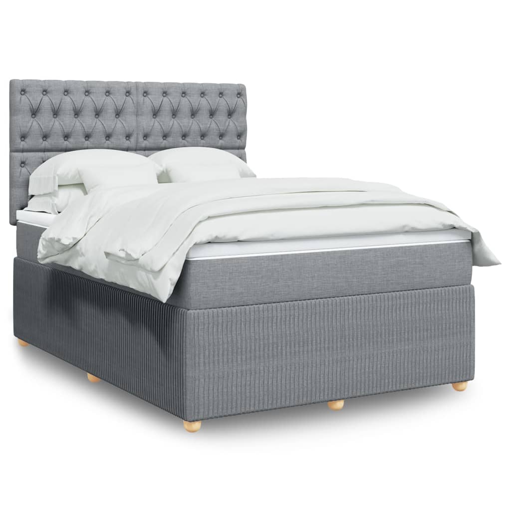 Box Spring Postel S Matrací Textil Světle Šedá