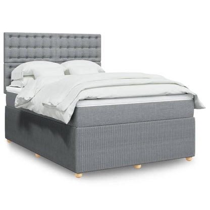 Box Spring Postel S Matrací Textil Světle Šedá