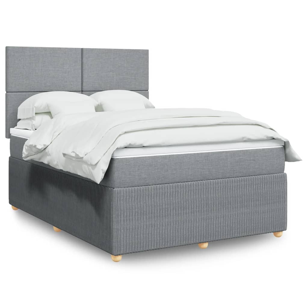 Box Spring Postel S Matrací Textil Světle Šedá