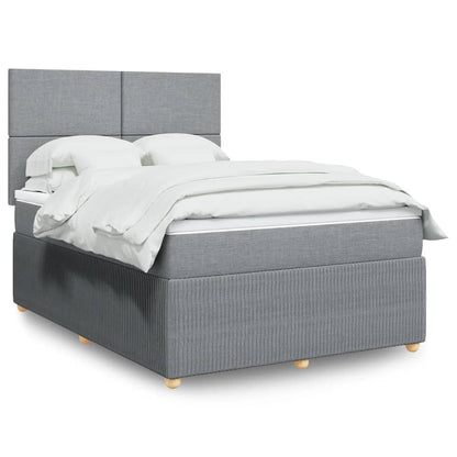Box Spring Postel S Matrací Textil Světle Šedá