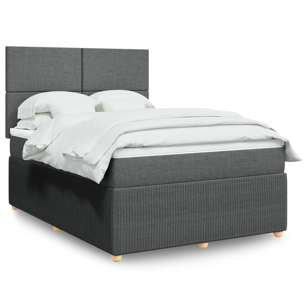 Box Spring Postel S Matrací Textil Tmavě Šedá