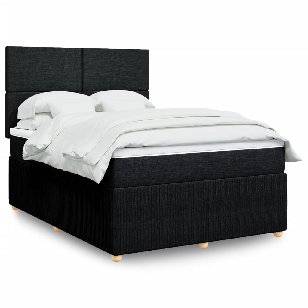 Box Spring Postel S Matrací Černá Textil Černá