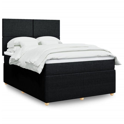 Box Spring Postel S Matrací Černá Textil Černá