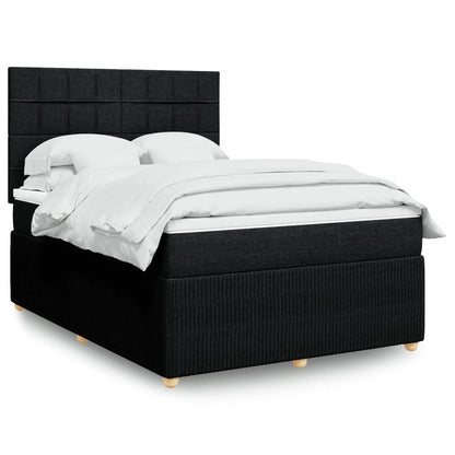 Box Spring Postel S Matrací Černá Textil Černá