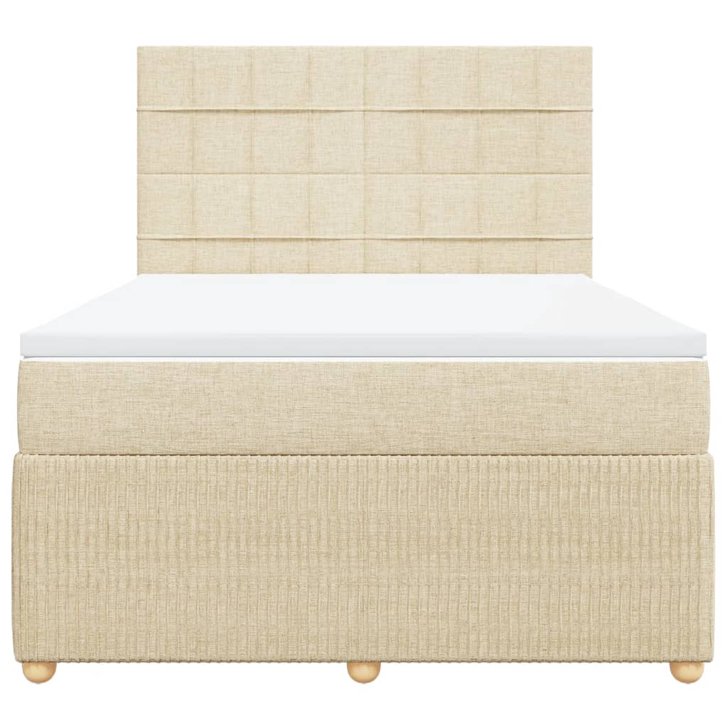 Box Spring Postel S Matrací Textil Krémová