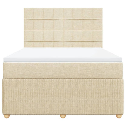 Box Spring Postel S Matrací Textil Krémová
