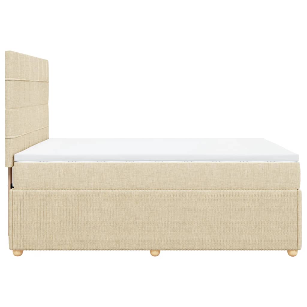 Box Spring Postel S Matrací Textil Krémová