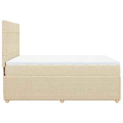 Box Spring Postel S Matrací Textil Krémová