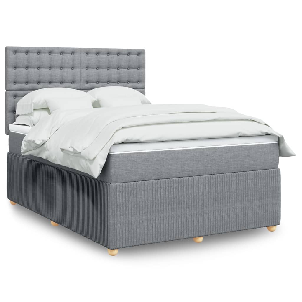 Box Spring Postel S Matrací Textil Světle Šedá