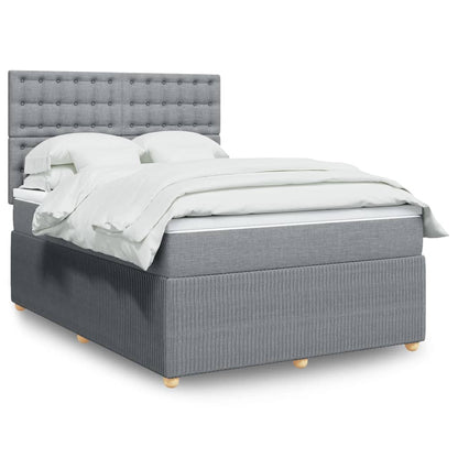 Box Spring Postel S Matrací Textil Světle Šedá