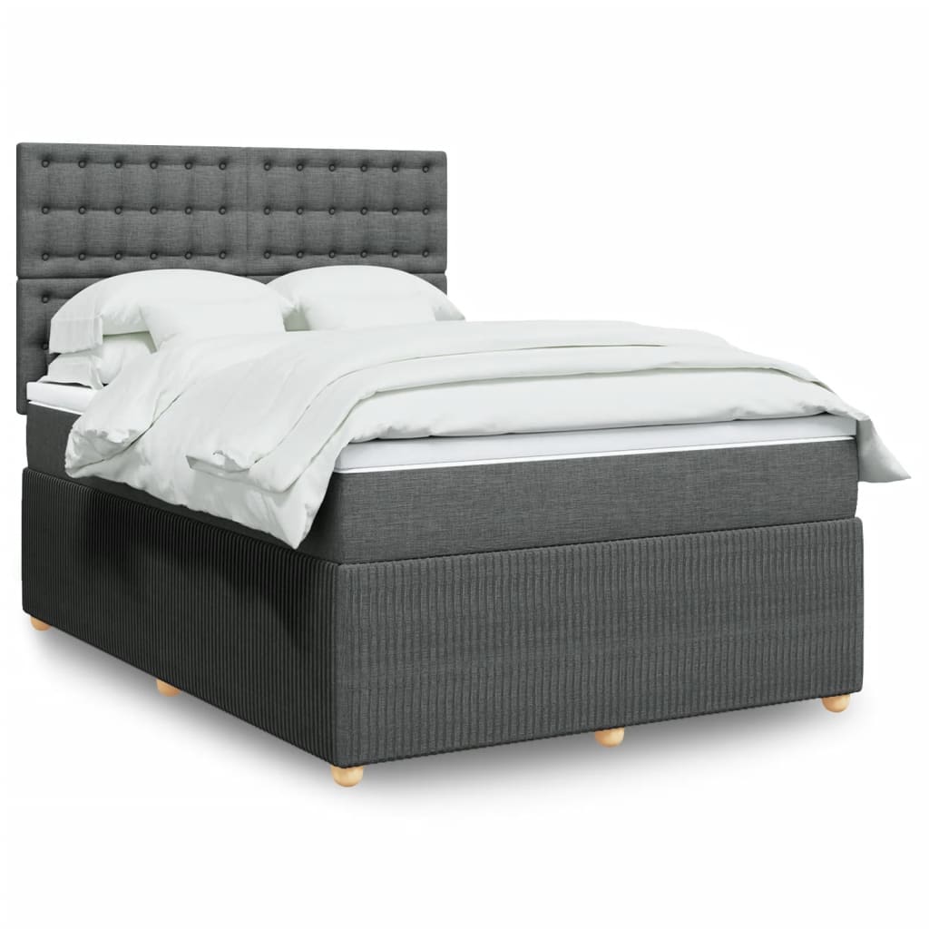 Box Spring Postel S Matrací Textil Tmavě Šedá