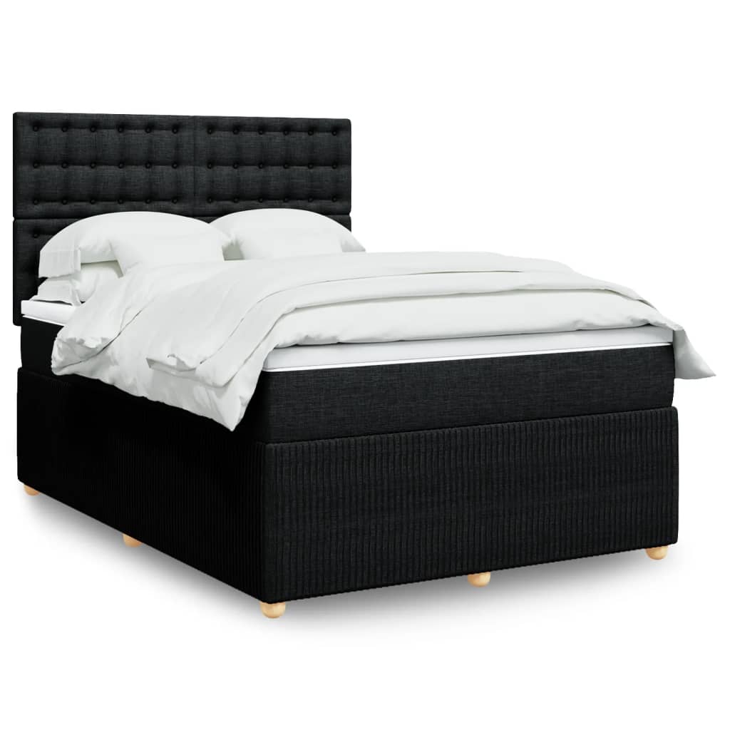 Box Spring Postel S Matrací Černá Textil Černá
