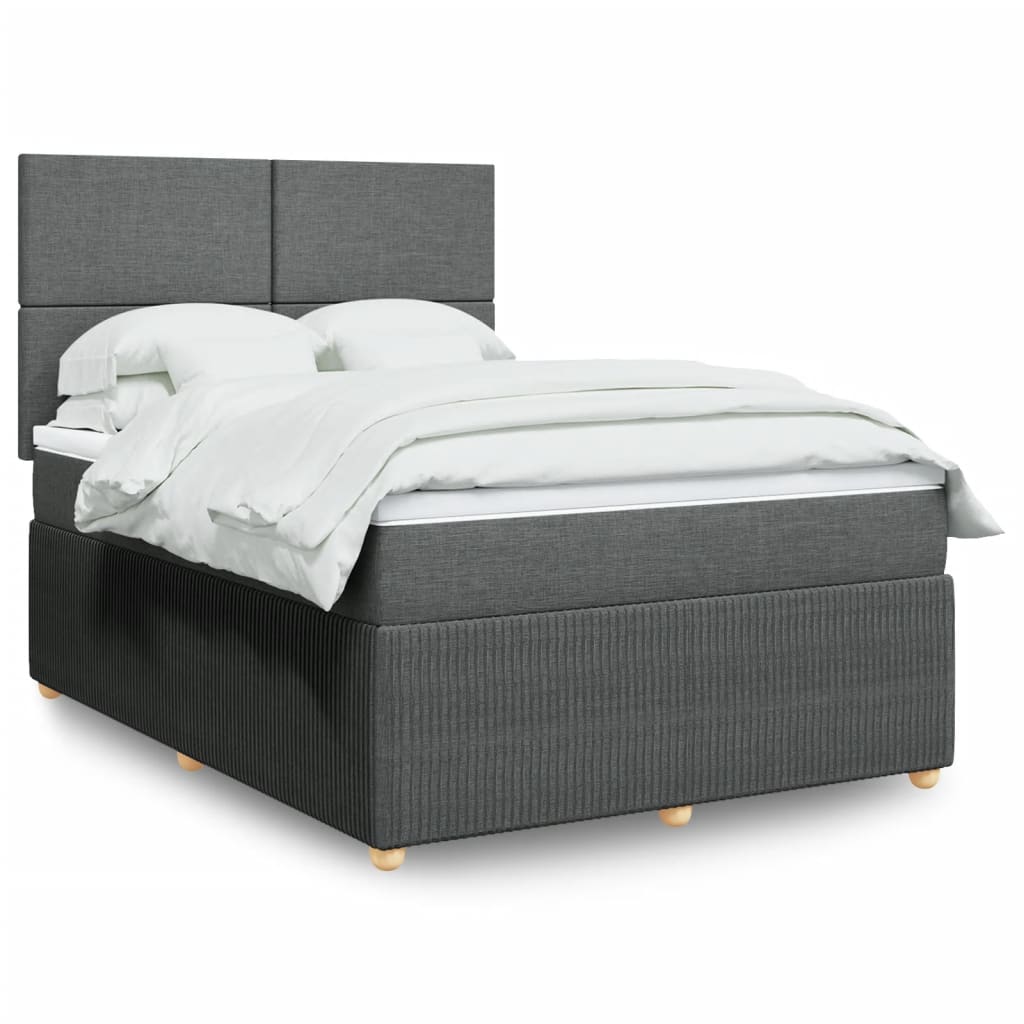 Box Spring Postel S Matrací Textil Tmavě Šedá